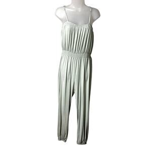 Seven Seven Womens Jumpsuit Jogger Strappy Pastel Mint Smock Waist Soft SZ Large
